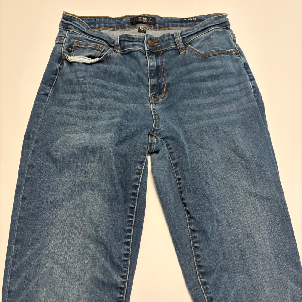 Judy Blue Boyfriend Fit Jeans Women 7/28 Blue Medium Wash JB82195DK Stretch - Picture 3 of 9